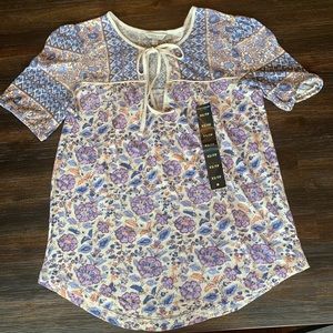 Lucky Brand Boho Floral short sleeve top